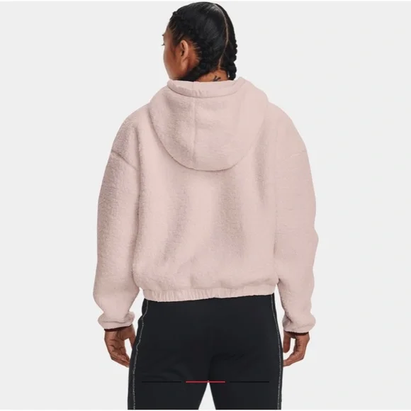 Under Armour Sherpa Fleece Hoodie Black Cropped Long Sleeve Women’s Size Large - Picture 9 of 11